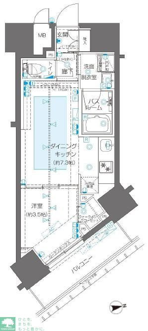 新宿区新宿のマンションの間取り