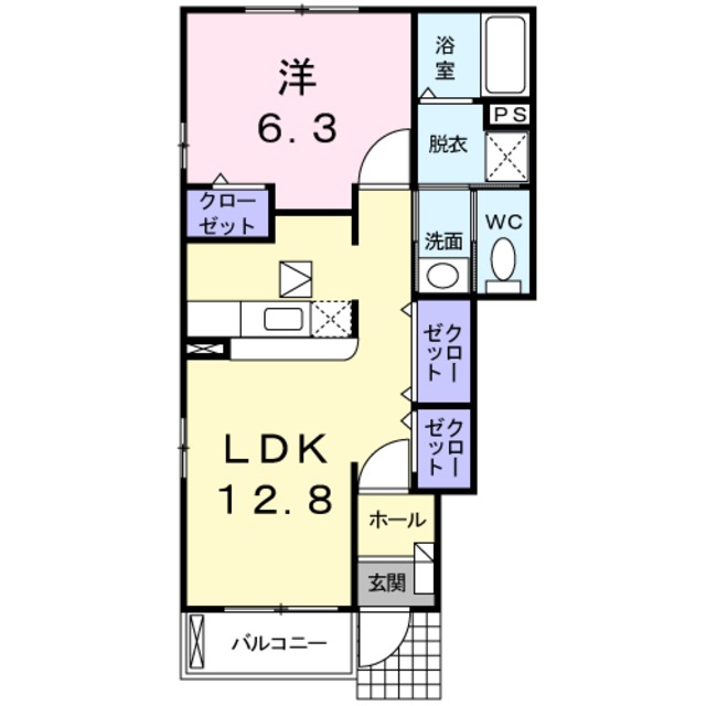 岩出市西国分のアパートの間取り