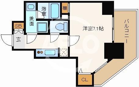 大阪市中央区常盤町のマンションの間取り