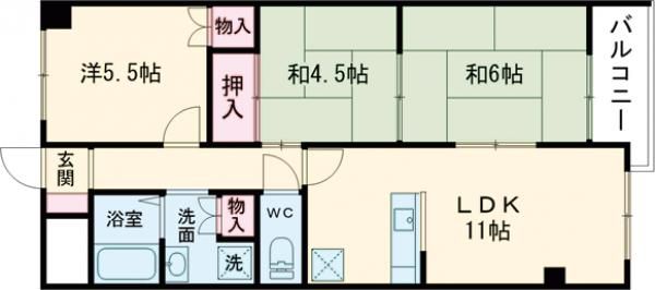 京都市伏見区竹田桶ノ井町のマンションの間取り