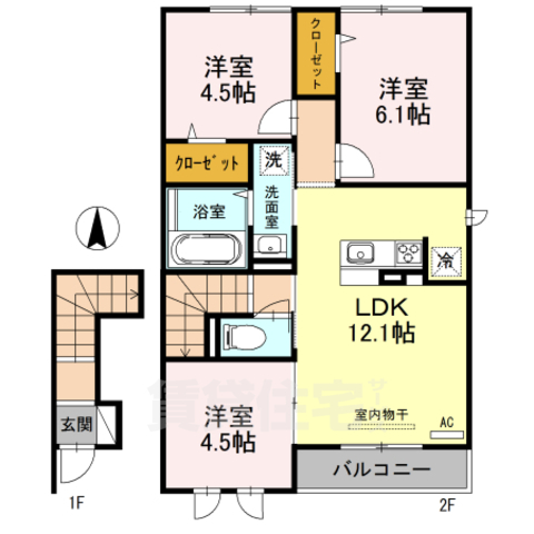 当麻寺MKコート2の間取り