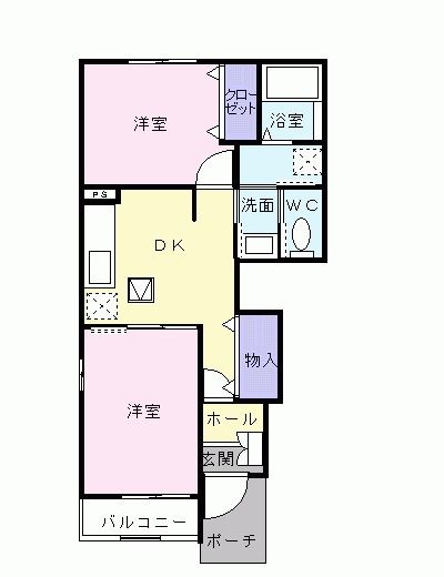 広島市東区福田のアパートの間取り