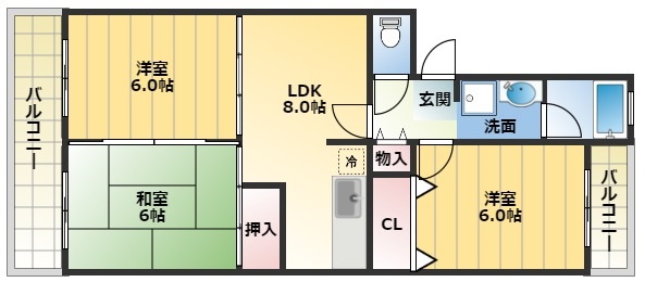 エクレール平川Ａ棟の間取り