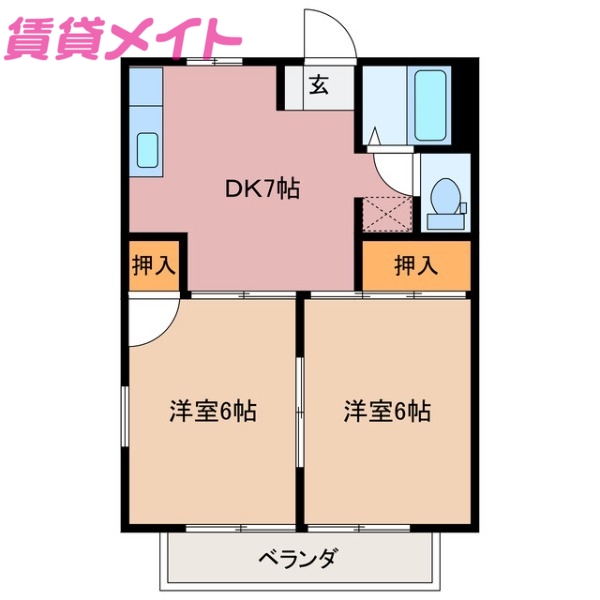 伊勢市二見町溝口のアパートの間取り