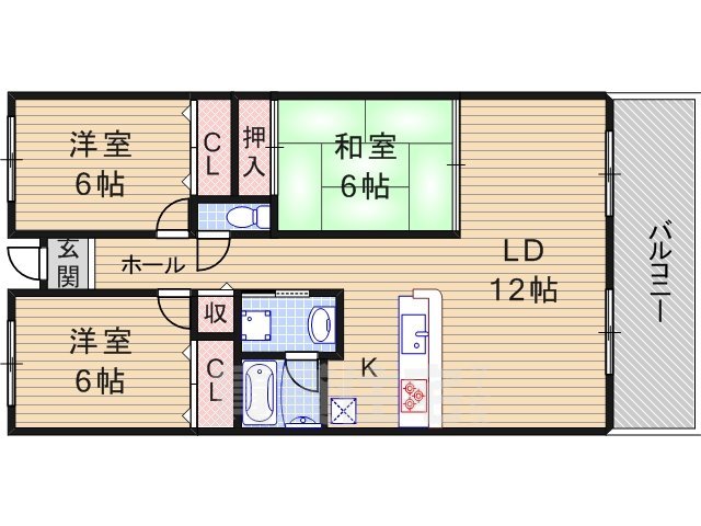 茨木市南耳原のマンションの間取り