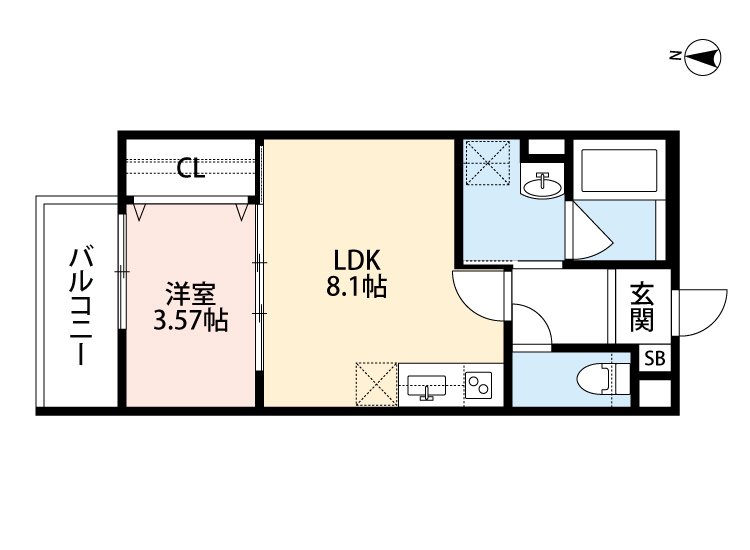 京都市右京区花園寺ノ内町のアパートの間取り