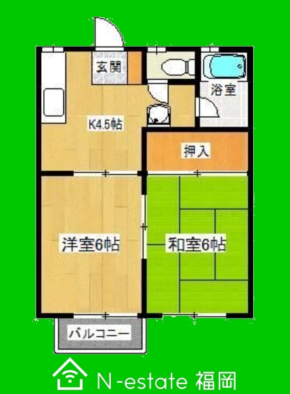 福岡市早良区南庄のアパートの間取り