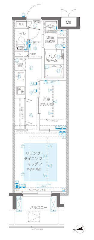 新宿区新宿のマンションの間取り