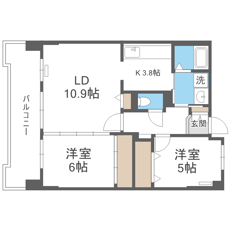 札幌市豊平区平岸二条のマンションの間取り