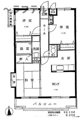 所沢市美原町のマンションの間取り