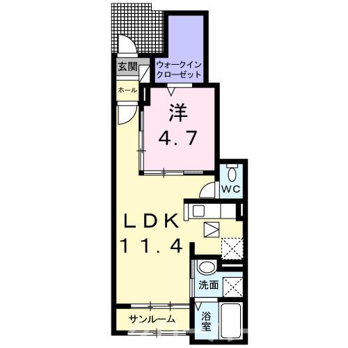 丸亀市柞原町のアパートの間取り