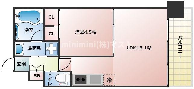 大阪市東成区中道のマンションの間取り