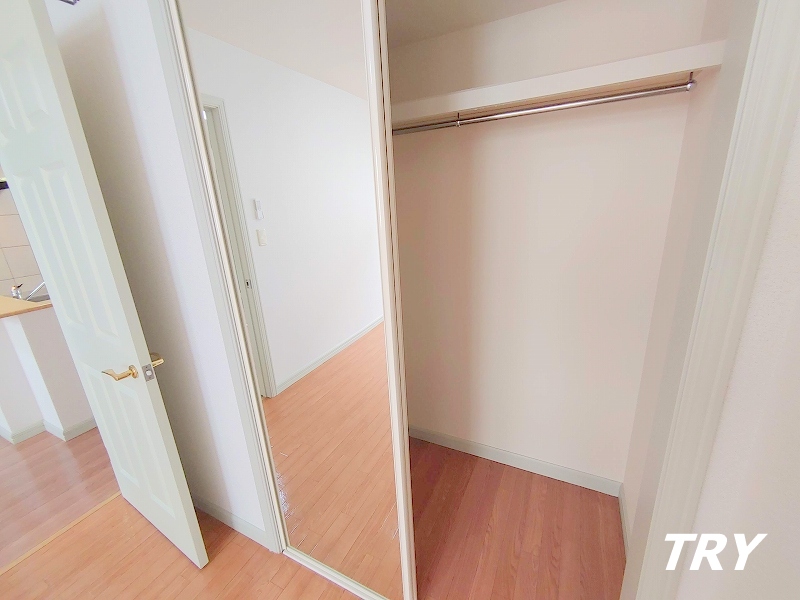 収納　鏡張りの物入