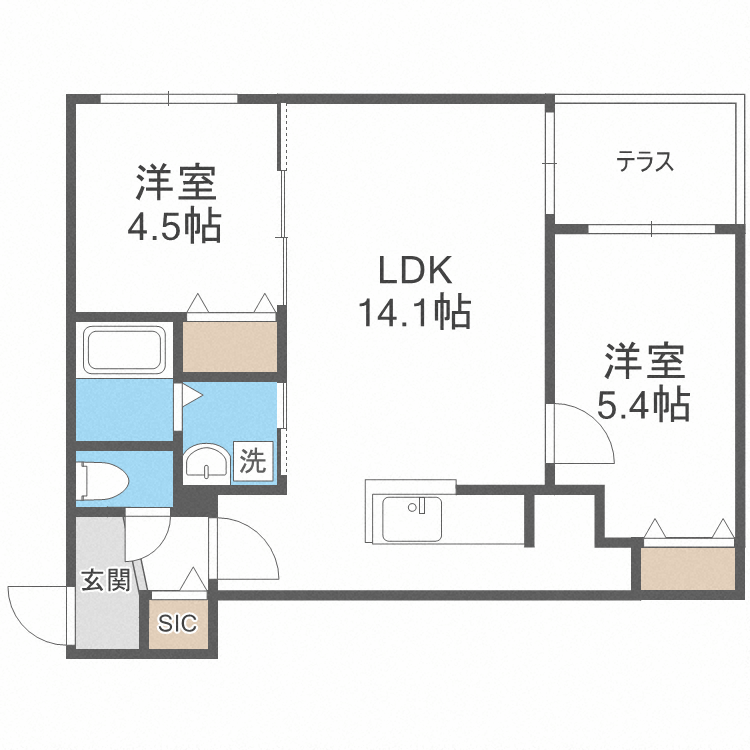 地下鉄南北線 麻生駅 徒歩7分 4階建 築3年の間取り写真