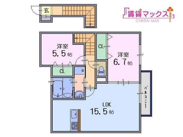 大和高田市中今里町のアパートの間取り