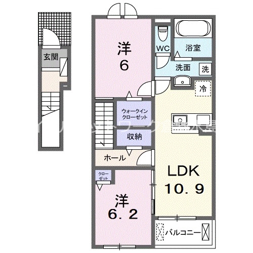 倉敷市水江のアパートの間取り