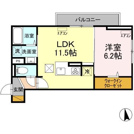 Ｄ－ｒｏｏｍ弁天３丁目　Ｃの間取り