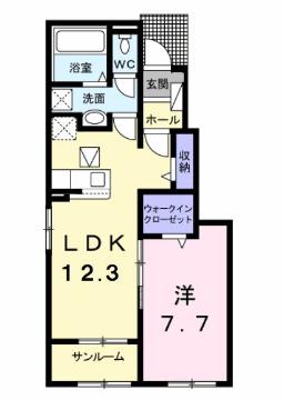 ユウア　プルメリアＡの間取り