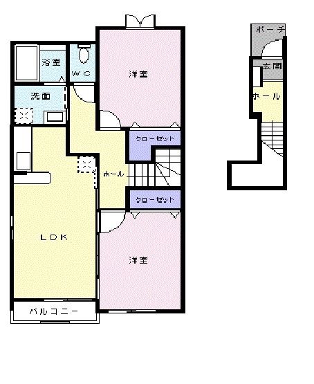 南丹市園部町内林町のアパートの間取り