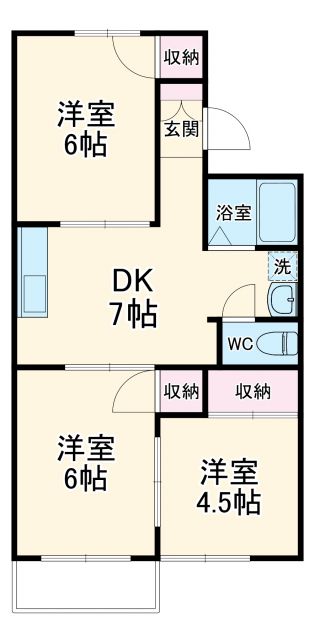 尾張旭市緑町緑ケ丘のアパートの間取り