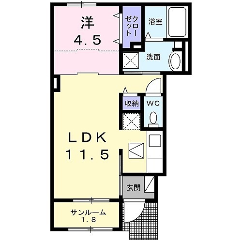 高砂市緑丘のアパートの間取り