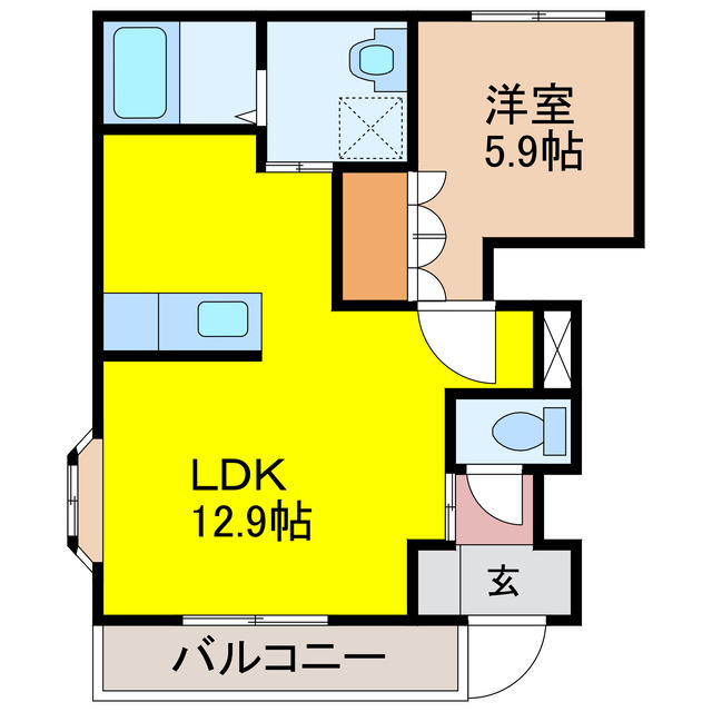 諫早市高来町山道のアパートの間取り