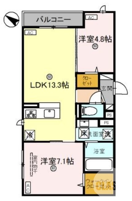 堺市東区大美野のアパートの間取り