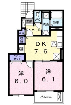 福山市加茂町大字下加茂のアパートの間取り