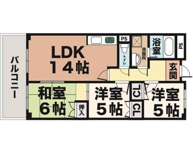 神戸市西区大津和のマンションの間取り