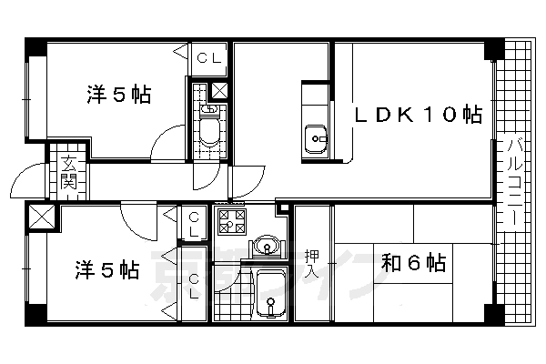 城陽市寺田のマンションの間取り