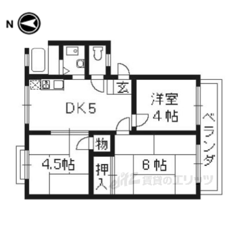 京都市山科区音羽草田町のアパートの間取り