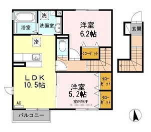 広島市安佐北区亀山のアパートの間取り