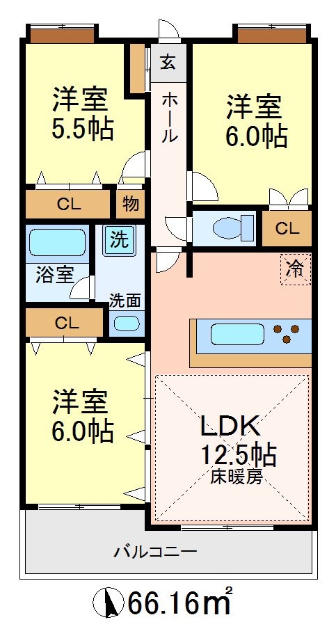 世田谷区大蔵のマンションの間取り