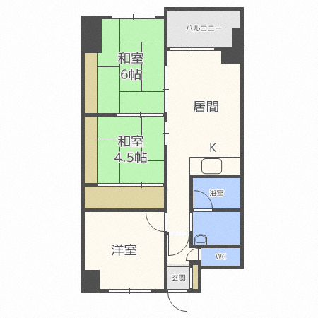 札幌市白石区南郷通のマンションの間取り