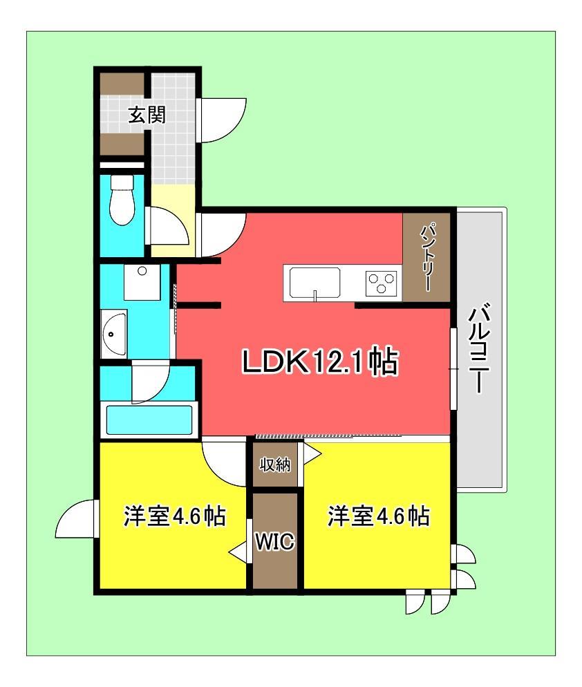 安芸郡海田町南昭和町のアパートの間取り