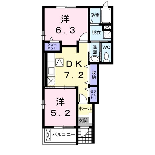 四国中央市妻鳥町のアパートの間取り