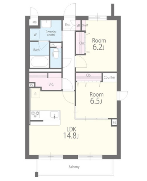 名古屋市昭和区折戸町のマンションの間取り