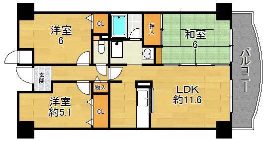 地下鉄長堀鶴見緑地線 今福鶴見駅 徒歩2分 10階建 築26年の間取り写真