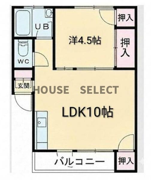 東急田園都市線 駒沢大学駅 徒歩16分 4階建 築60年の間取り写真