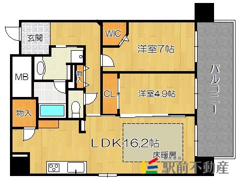 福岡市博多区博多駅前のマンションの間取り