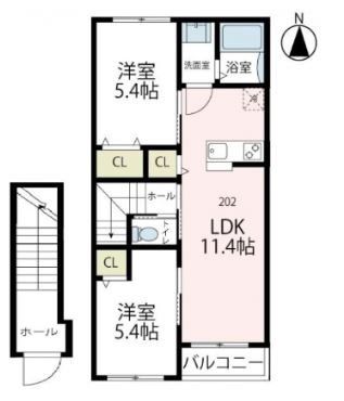 平塚市大神のアパートの間取り