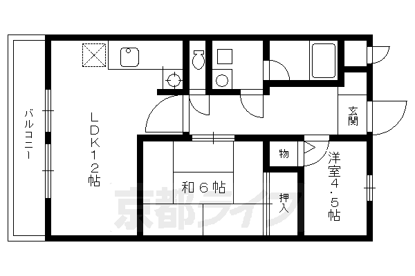 京都市北区大宮開町のマンションの間取り