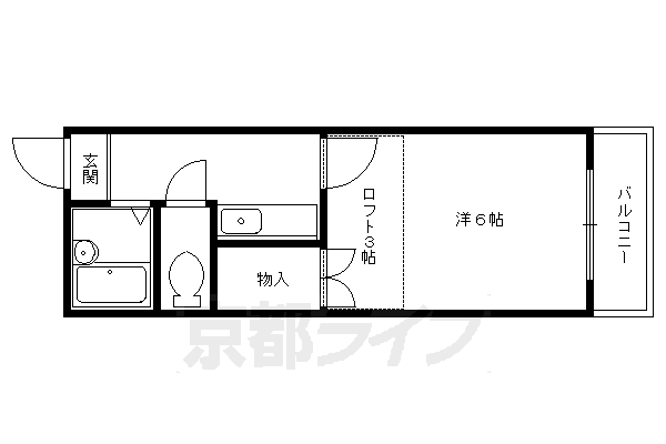 京都市左京区岩倉花園町のアパートの間取り