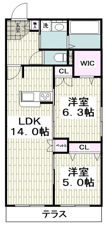 茅ヶ崎市中海岸のマンションの間取り