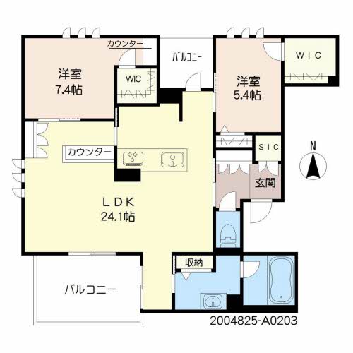 北九州市小倉北区高峰町のマンションの間取り