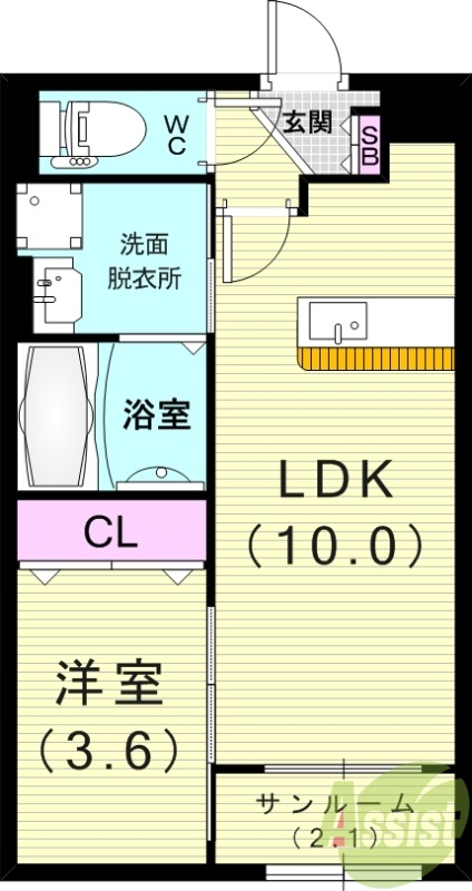 伊丹市大鹿のアパートの間取り