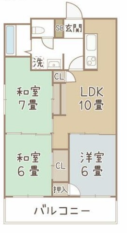 徳島市中洲町のマンションの間取り