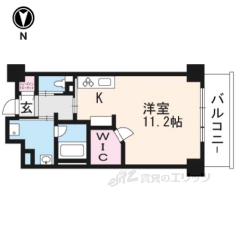 京都市右京区嵯峨野開町のマンションの間取り