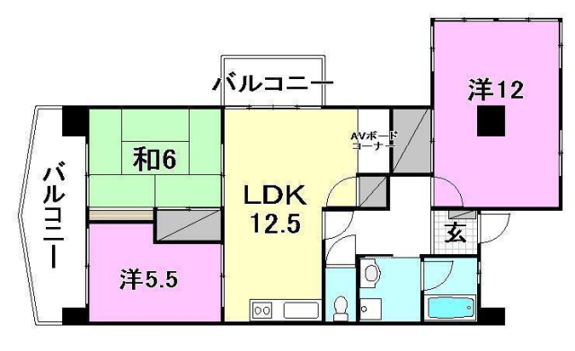 松山市山越のマンションの間取り