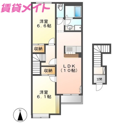 度会郡玉城町上田辺のアパートの間取り